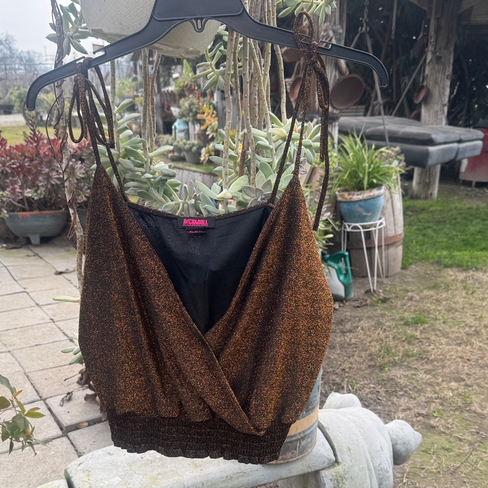 Brown Glittery Women's Top